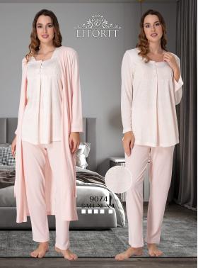 Effortt 9074 Lohusa Hamile Pijama Takım Sabahlık