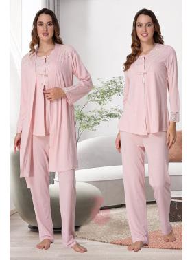 Effortt 3040 Pembe Sabahlıklı Lohusa Pijama Takımı