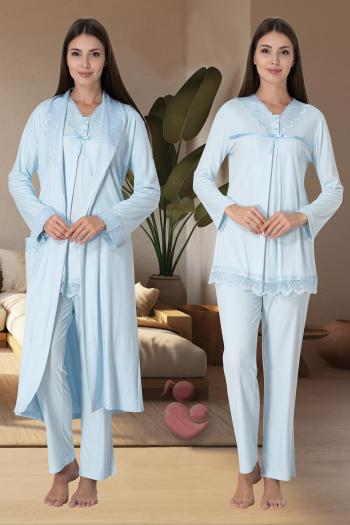 Effortt 4034 Dantelli Lohusa Pijama Takım Sabahlık