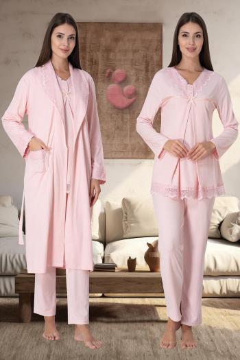 Effortt 4034 Dantelli Lohusa Pijama Takım Sabahlık