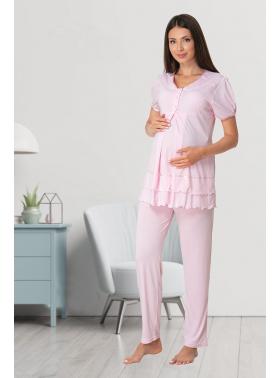 Effortt 8022P  Omuzları Dantelli Lohusa Pijama