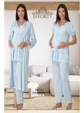 Effortt 8024 Dantel Sabahlıklı Lohusa Pijama