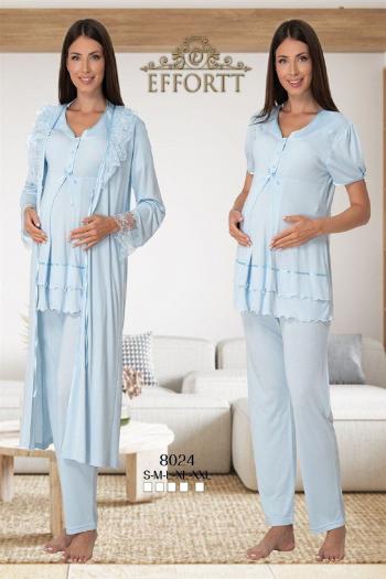 Effortt 8024 Dantel Sabahlıklı Lohusa Pijama