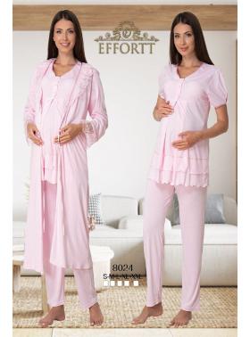 Effortt 8024 Dantel Sabahlıklı Lohusa Pijama