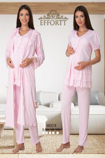 Effortt 8024 Dantel Sabahlıklı Lohusa Pijama