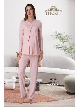 Effortt 9056 Dantel Detaylı Lohusa Pijama Takımı