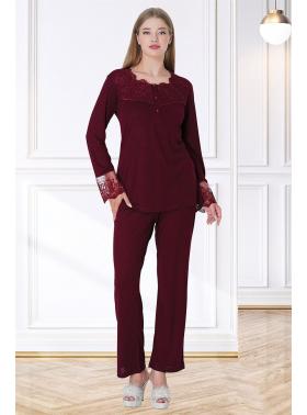 Mecit 5720 Bordo Hamile Lohusa Pijama Takımı